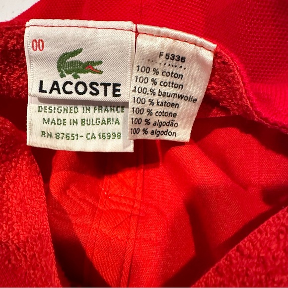 Lacoste Mens Adjustable Hat red logo cotton DAD CAP summer sun flaw* small hole - Picture 4 of 4